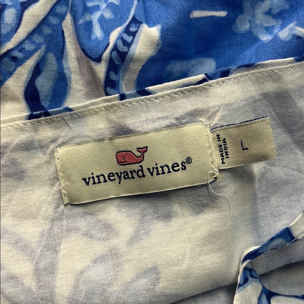 Vineyard Vines Tide Blue Floral Print Sleeveless Ruffle Hem Midi Dress - Picture 15 of 16